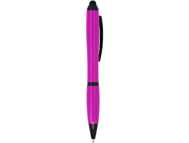 Bolígrafos con puntero táctil giratorio de plástico tinta azul Taiga Fucsia detalle 13