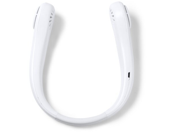 Ventilador cuello Neki recargable con tres velocidades ABS reciclado Blanco detalle 1