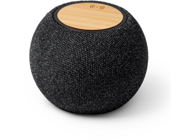 Altavoz Bandini negro bambú con cargador inalámbrico 15W Negro detalle 4
