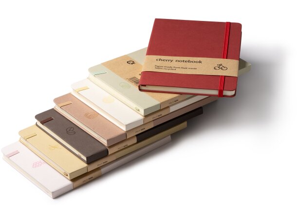 Libreta Fruti con tapas de restos de frutas recicladas Cereza detalle 3