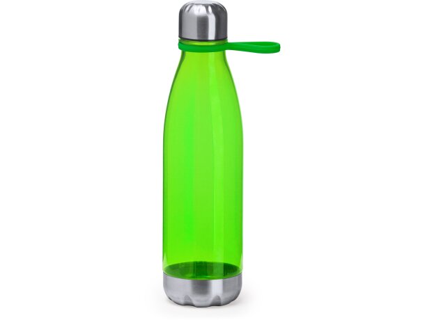 Botella de vidrio personalizadas con base de acero inoxidable y asa de transporte unisex acabado as transparente Eddo Verde helecho detalle 10