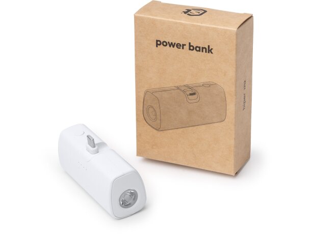 Batería externa Biper 5000 mah de abs reciclado con linterna Blanco detalle 4