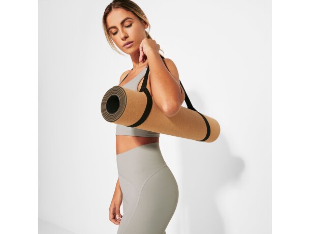 Esterilla de yoga con logo en corcho natural 900 g/m2 Aura Crudo detalle 1