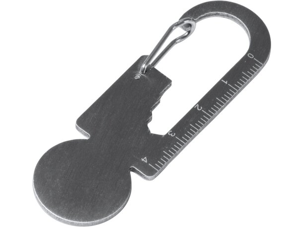 Llavero Blaney plata con mosquetón y moneda para carrito Plata detalle 2