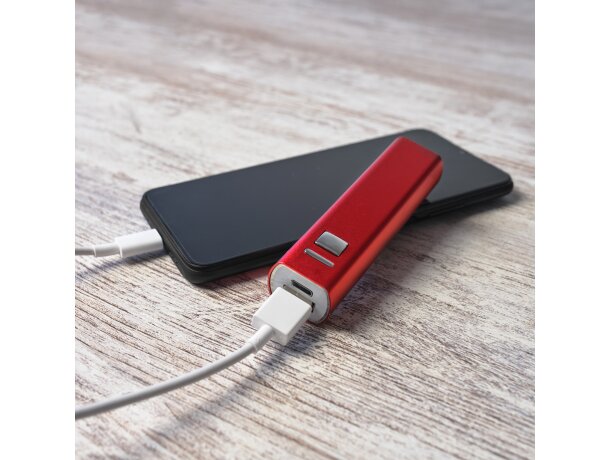 Powerbank corporativo 2600 mAh de aluminio Bony Blanco detalle 1