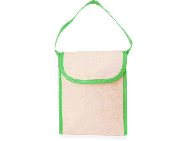 Bolsa térmica promocional con detalles de color y solapa en papel laminado 130 g/m2 Serreta Verde helecho detalle 6
