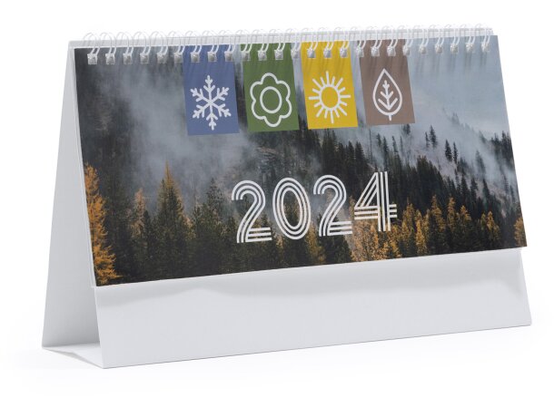 Calendario sobremesa Flint blanco con santoral y anillas Blanco detalle 4