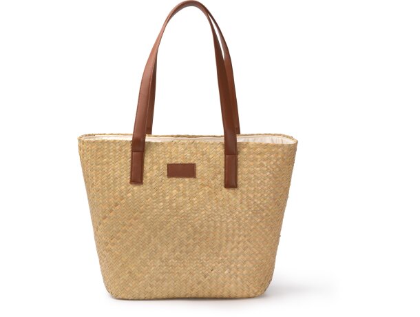 Bolsa Miyako crudo paja algodón y PU leather con cremallera Crudo detalle 4