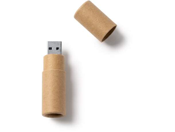 Memoria USB Viken 16GB cartón reciclado diseño cilíndrico eco Crudo detalle 1