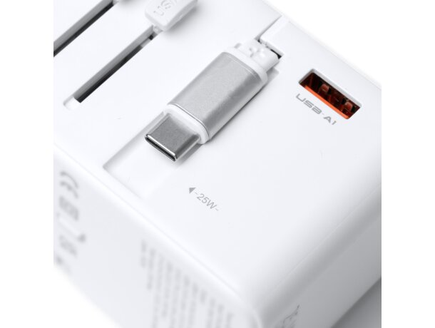 Adaptador de viaje Nexar universal con USB-C y cable retráctil Blanco detalle 7
