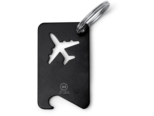 Llavero Flapik con abridor integrado de aluminio reciclado Negro detalle 4