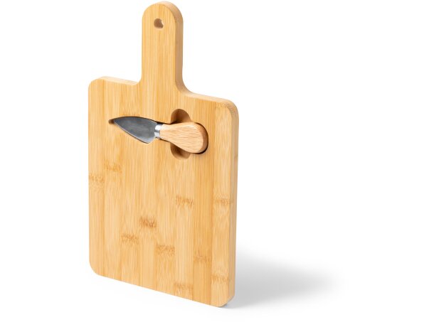 Tabla de cortar Brie bambú con cuchillo acero inoxidable Bambu detalle 1
