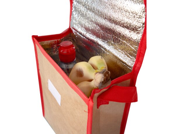 Bolsa térmica promocional con detalles de color y solapa en papel laminado 130 g/m2 Serreta Amarillo detalle 1