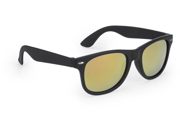Gafas de sol publicitarias para acabado negro mate y lentes espejo Ciro Amarillo detalle 4