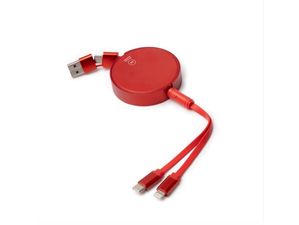 Cable cargador Dawson retráctil con doble puerto tipo C lightning Negro detalle 3