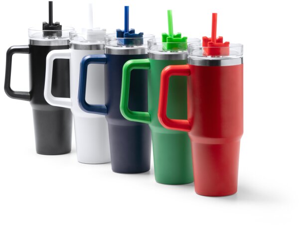 Taza térmica Kranston con asa de acero inoxidable reciclado Blanco detalle 5