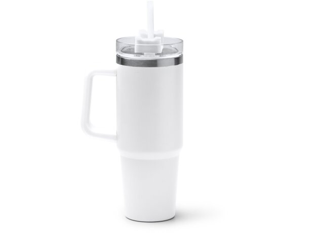 Taza térmica Kranston con asa de acero inoxidable reciclado Blanco detalle 6