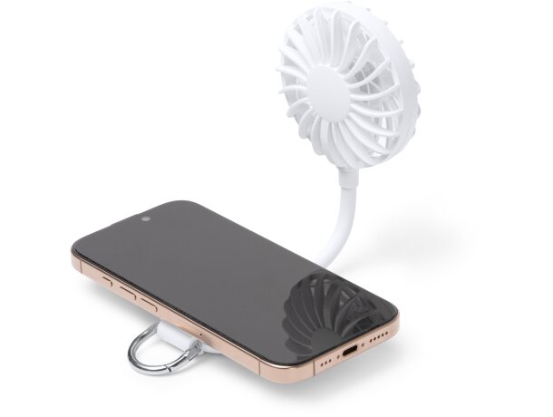 Ventilador de mano Denison recargable con mosquetón Blanco detalle 3
