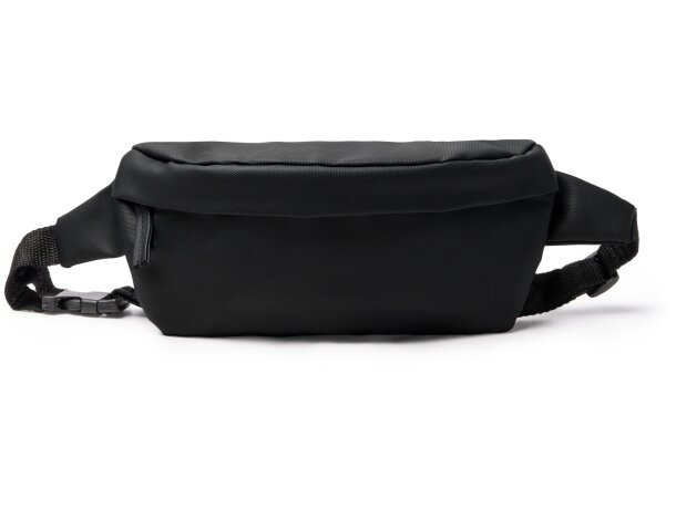 Riñonera Zumel de RPET reciclado y PU Leather con cinta ajustable Negro detalle 2