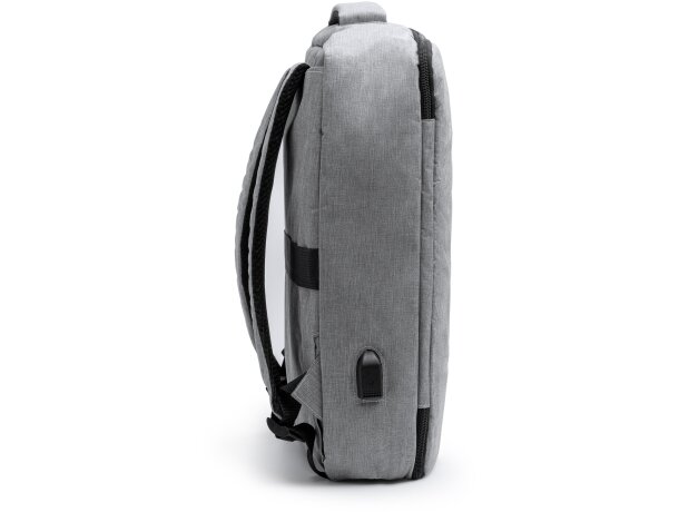 Mochila para portátil de 13 unisex con puerto usb de rPET Volpex Gris detalle 4