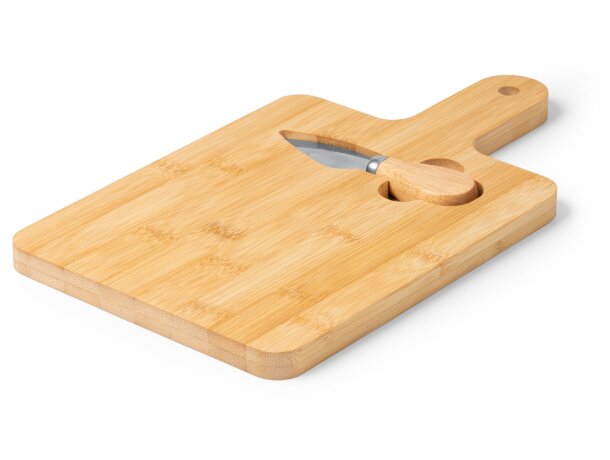 Tabla de cortar Brie bambú con cuchillo acero inoxidable Bambu detalle 4