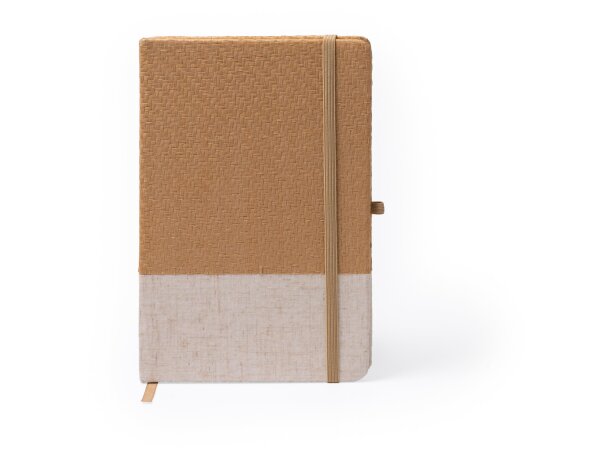 Libreta con banda elastica corporativa con tapa rígida y marcapágina unisex paja natural Bert Crudo detalle 4