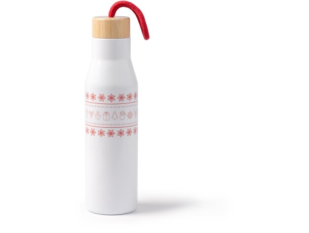 Bidón Melow 500ml acero inoxidable tapa bambú caja eco Blanco detalle 5