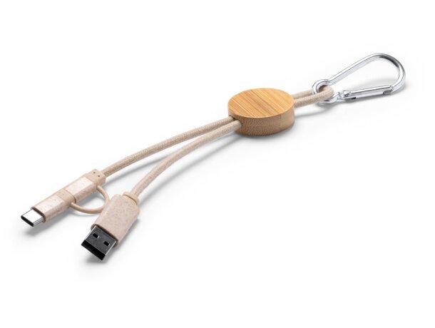 Cable 4 en 1 Pombas con bambú, algodón y fibra de trigo Crudo detalle 4