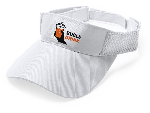 Visera personalizado con cierre velcro en microfibra Wizer Blanco detalle 1