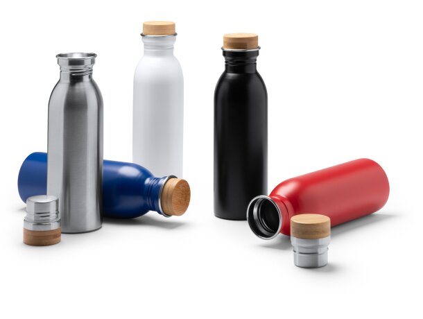 Botella de acero inoxidable colores variados 650ml Levu Blanco detalle 3
