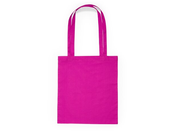 Bolsas de algodón personalizadas de asas largas reforzadas a color 105 g/m2 Fucsia detalle 17