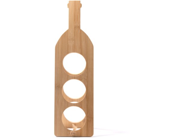 Botellero Alsac de madera natural con logo para 3 botellas Crudo detalle 6
