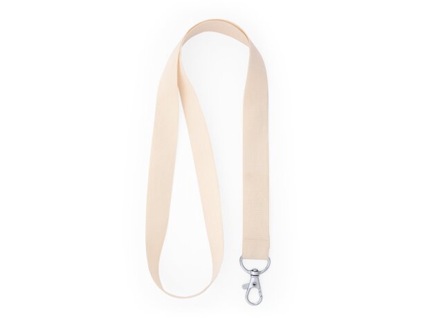 Lanyard sublimado Roomer de algodón con mosquetón metálico Crudo detalle 5