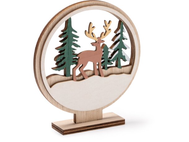 Adorno navideño Zikos de madera natural con base desmontable Crudo detalle 4
