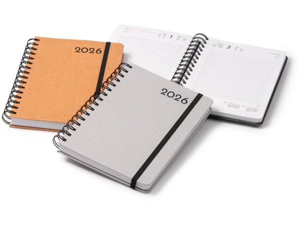 Agenda Kurtis cuero reciclado con anillas A5 día página Negro detalle 2