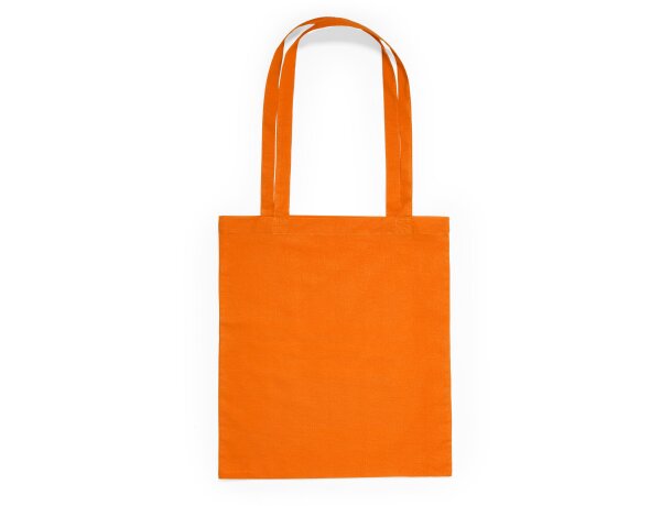 Bolsas de algodón personalizadas de asas largas reforzadas a color 105 g/m2 Naranja detalle 14