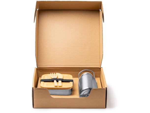 Set Bagner Natural con fiambrera 800ml y bidón 500ml bambú Crudo detalle 4