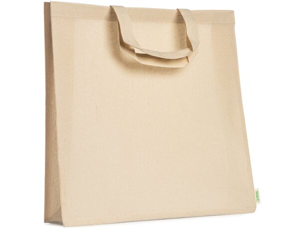 Bolsas de algodón personalizadas Narbona orgánico con fuelle Crudo detalle 4