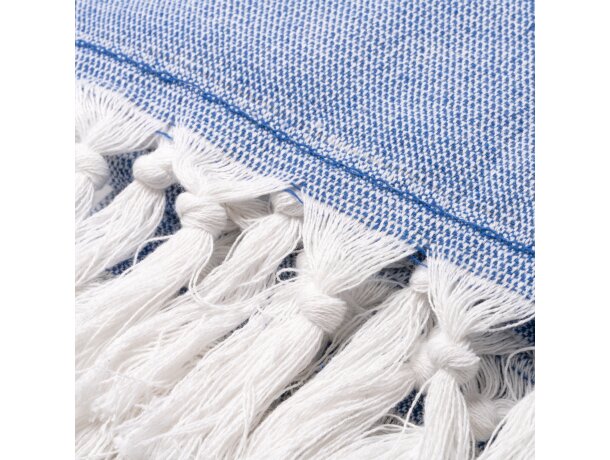 Pareo toalla 100% algodón con flecos anudados y rayas 180 x 90 cm Royal claro detalle 3