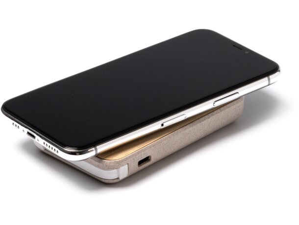 Powerbank 5000 mah de bambú Brener Crudo detalle 2
