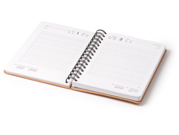 Agenda Kurtis cuero reciclado con anillas A5 día página Negro detalle 3