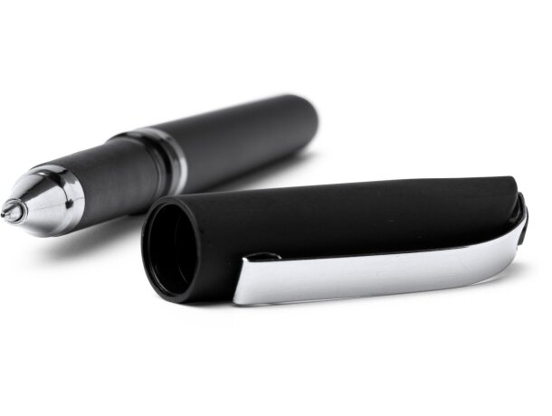 Bolígrafo Cormak con tinta gel azul y acabado mate antideslizante Negro detalle 2