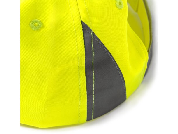 Gorra de béisbol barata poliéster Balder Amarillo fluor detalle 4