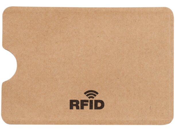 Tarjetero Safer Natural con protección RFID personalizadas Crudo detalle 3