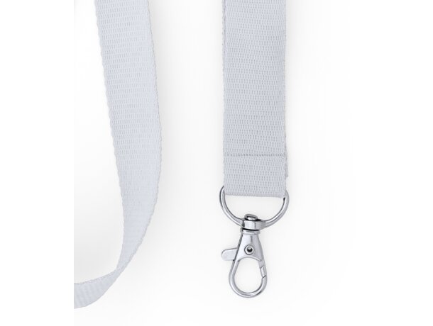 Lanyard sencillo poliéster reciclado Blanco detalle 2