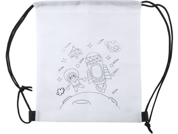 Mochila infantil publicitaria de cuerdas non-woven Turcaz Blanco detalle 6