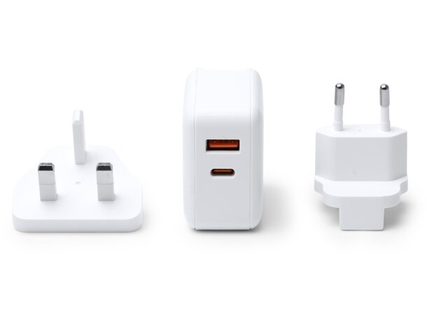Adaptador enchufe universal de viaje BAPEK con USB y tipo C Blanco detalle 4
