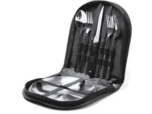 Set de cubiertos Trivor con funda de transporte en RPET Negro detalle 5