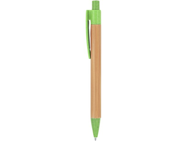 Bolígrafos ecológicos con cuerpo de bambú con pulsador tinta azul Stoa Verde oasis/crudo detalle 7