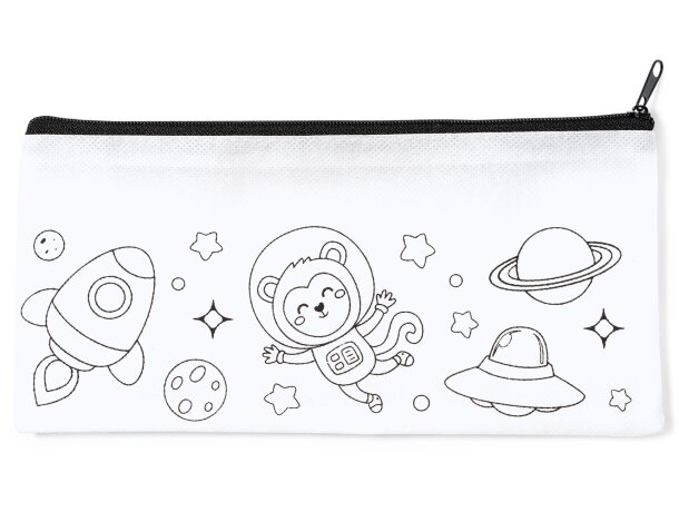 Estuche Solaz non-woven blanco con 5 ceras y cremallera negra Blanco detalle 2